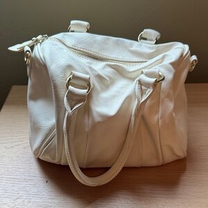 Charming Charlie Cream Shoulder Bag with Gold Accents